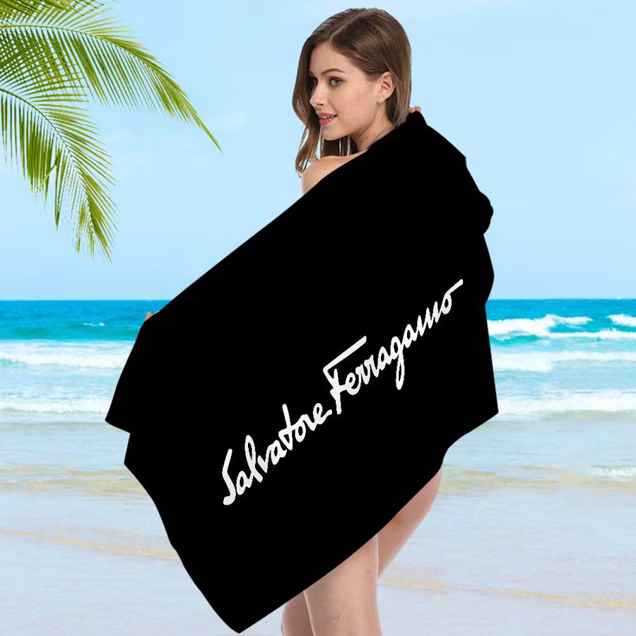Salvatore Ferragamo Strandtuch aus Mikrofaser in Schwarz und Sand, schnelltrocknendes Handtuch für Pool, Strand und Yoga - Bild 6