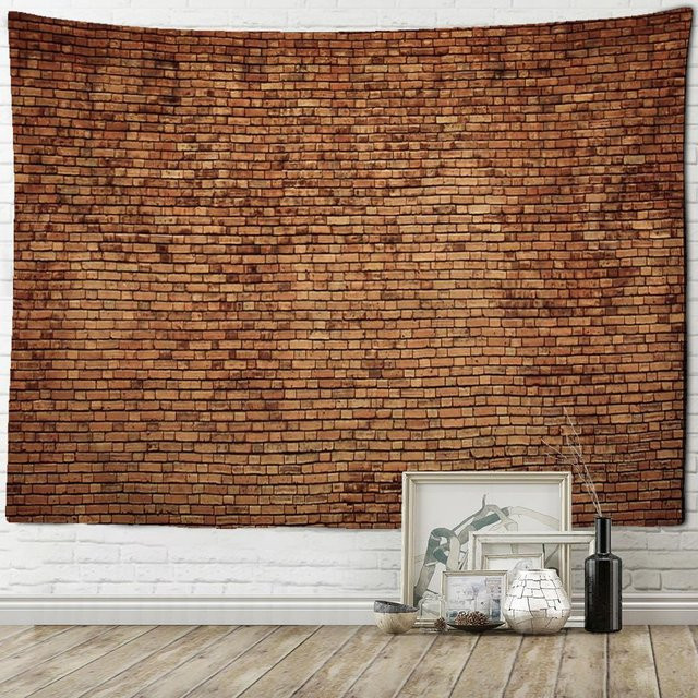 Wandteppich Super Six mit abstraktem Ziegel- und Stein-Design in Braun, B: 150 cm, H: 130 cm - Bild 1