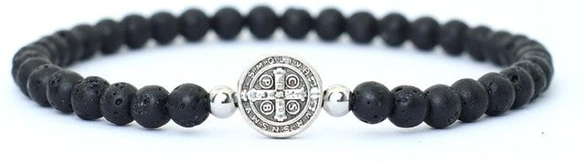 Noter Perlenarmband, Tigeraugen, Onyx, Lava, Messing, Herren, Schwarz - Bild 1