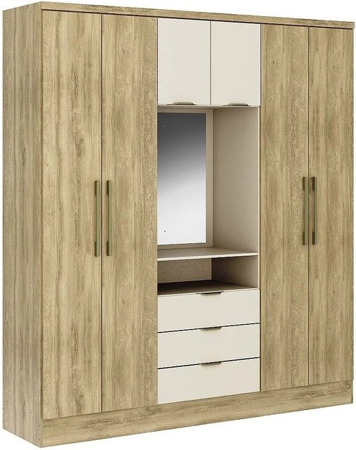 Vente-unique Kleiderschrank Elorio in Beige mit integrierten Schubladen, Breite: 180 cm, Höhe: 206 cm - Bild 1