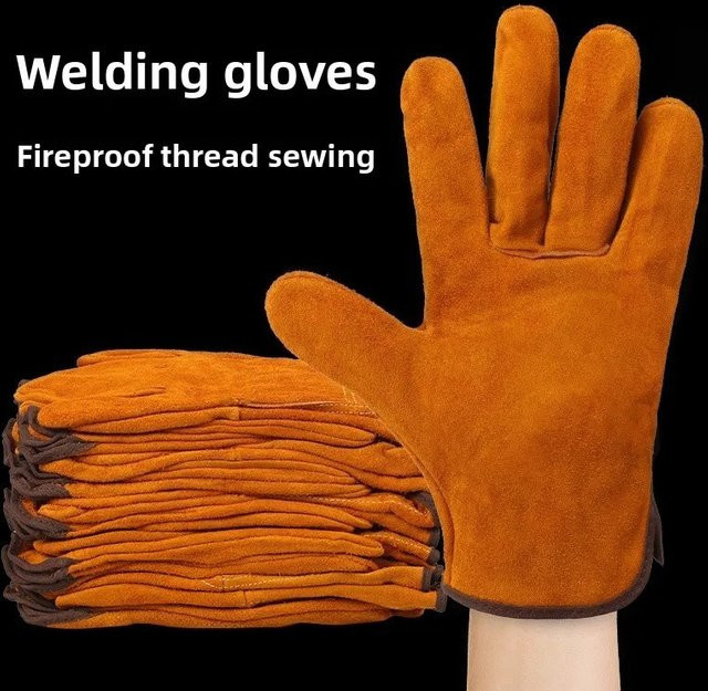Hitzebeständige und flammhemmende Schweißhandschuhe aus Rindsleder in Orange - Bild 1