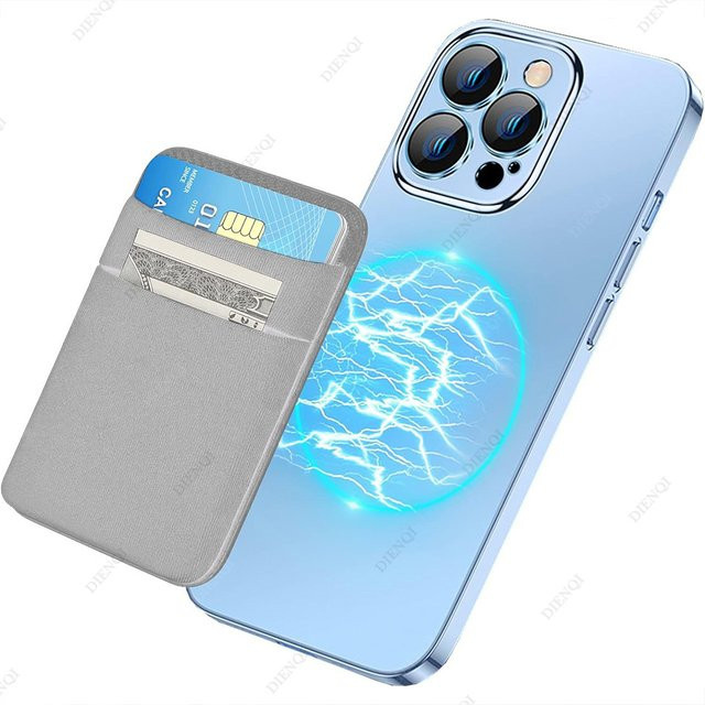 Magnetische MagSafe Brieftasche mit elastischem Kartenhalter für iPhone 16 15 14 Pro Max und Samsung 21 22, Smiley Sunshine, Schwarz - Bild 1