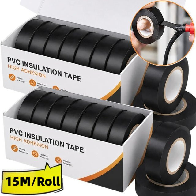 Hitzebeständiges Isolierband aus schwarzem PVC in Industriequalität für Kabel- und Drahtschutz, 15 m - Bild 1