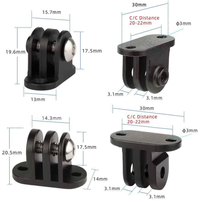 DEEMOUNT Aluminium Fahrradcomputer Montageadapter für Garmin Edge und Bryton, kompatibel mit GoPro Sport Action Kamera, Farbe: Schwarz - Bild 2