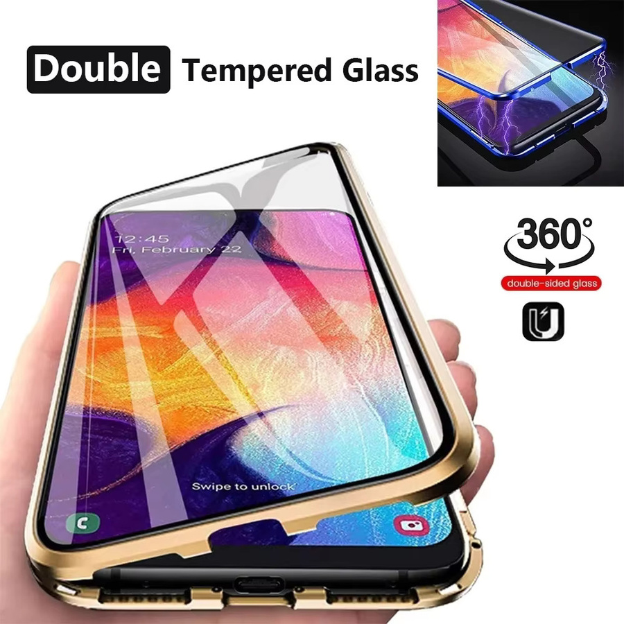 Samsung 360° Vollschutz Metall-Magnetische Handyhülle mit doppelseitiger Glas-Rückabdeckung für Galaxy A34 A35 A16 A56 A17 A36 5G in Grün - Bild 3
