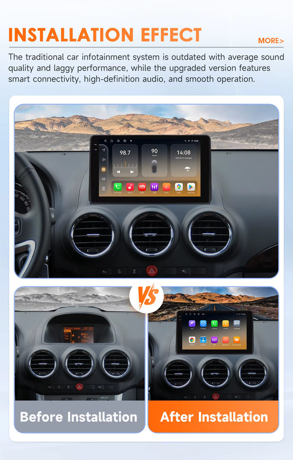 Hizpo Carplay Android Auto Autoradio für Opel Antara 1 (2006–2017) mit Qualcomm Snapdragon 6115, GPS, 4G und 360 Kamera in Schwarz - Bild 2