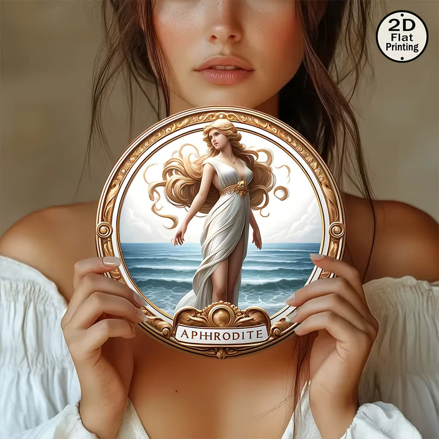Retro-Wandkunst aus Metall CIFBUY Aphrodite-Dekor rund, Mehrfarbig, Durchmesser: 20,32 cm - Bild 2