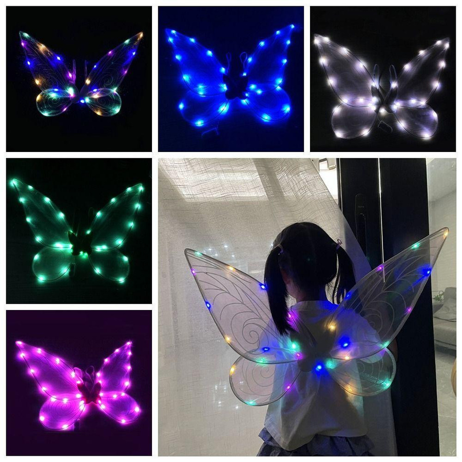MonymaVigo Cosplay Kostüm LED Leuchtende Feenflügel, Schmetterlings-Feenflügel, Prinzessin, Engelsflügel, Purple lanterns - Bild 6