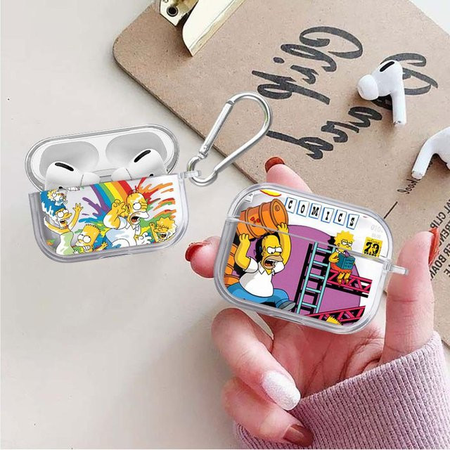 The Simpsons Cartoon Transparente Kopfhörerhülle für AirPods Pro, Pro 2, Pro 3, AirPods 1, 3, 4 - Bild 1