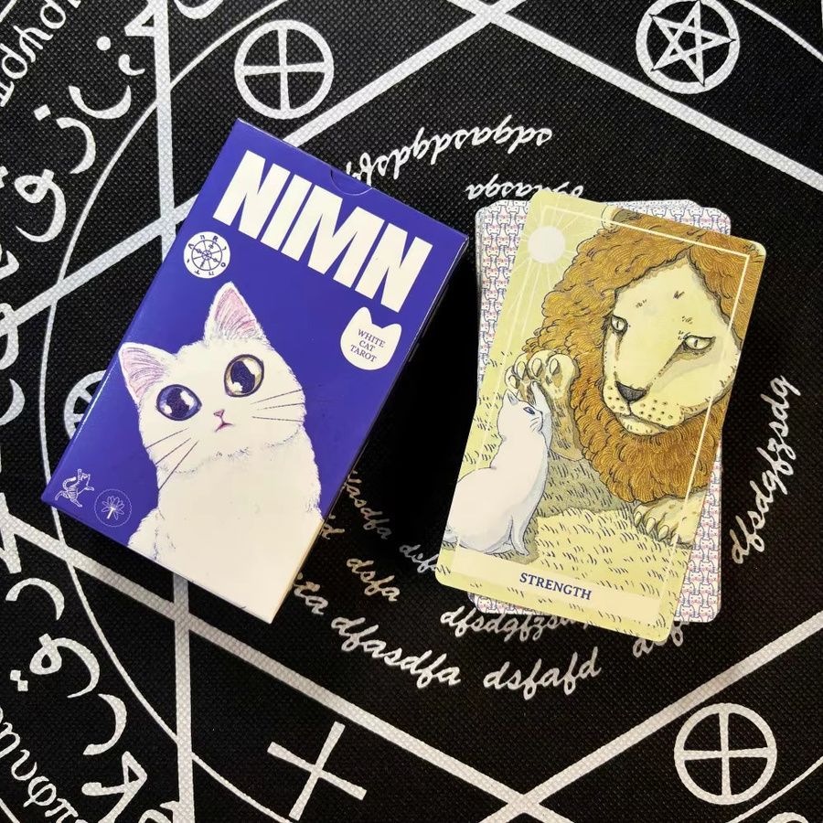 NIMN Weißes Katzen-Tarot, 78-Karten-Tarot-Deck, Aquarell-Katzen-Kawaii - Bild 2