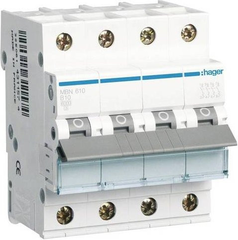 Hager MBN610 Leitungsschutzschalter 4-polig 10A 400V in Weiß - Bild 1