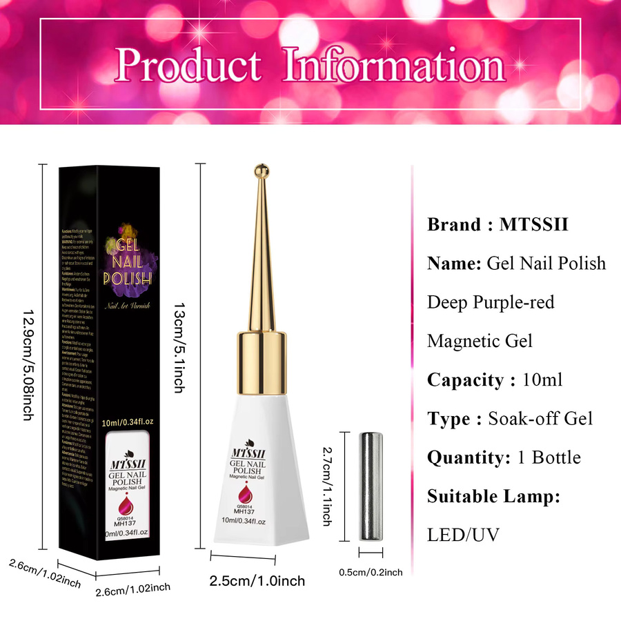 Mtssii Magnetischer Gel-Nagellack, Rose Red, 10 ml - Bild 6