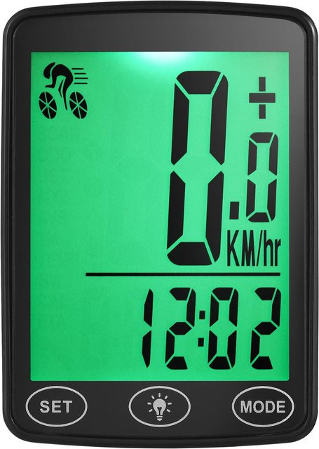 Wasserdichter Fahrradcomputer mit LED-Hintergrundbeleuchtung, Bluetooth und Kalorienzähler in Grün - Bild 1