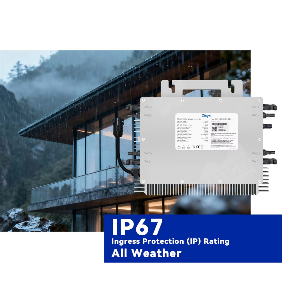 Deye 2000W MPPT Solar-Mikrowechselrichter in Silber mit Anti-Rückfluss-Funktion für 4 PV-Module von 210–700W und IP67-Schutz - Bild 4
