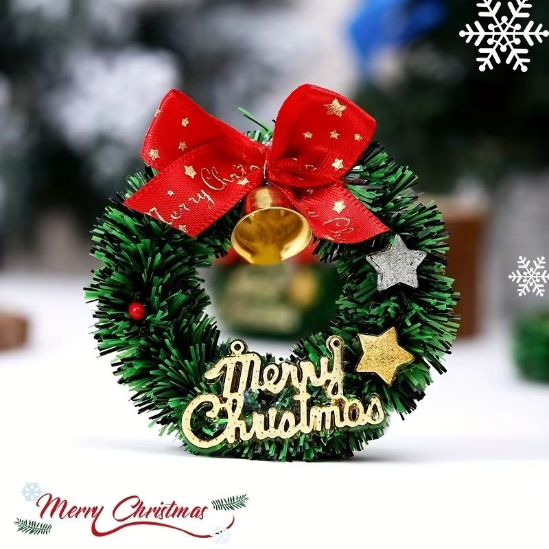 20 Stück Mini-Weihnachtskränze von DUTRIEUX mit roten Schleifen und Glocken in Grün und Rot zur festlichen Dekoration für Weihnachten, Neujahr, Hochzeit oder Geburtstag - Bild 4