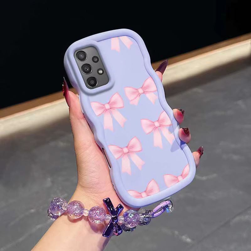 Samsung Galaxy A52s 5G Schutzhülle mit Schleifen-Design und Trageband in Pink - Bild 2