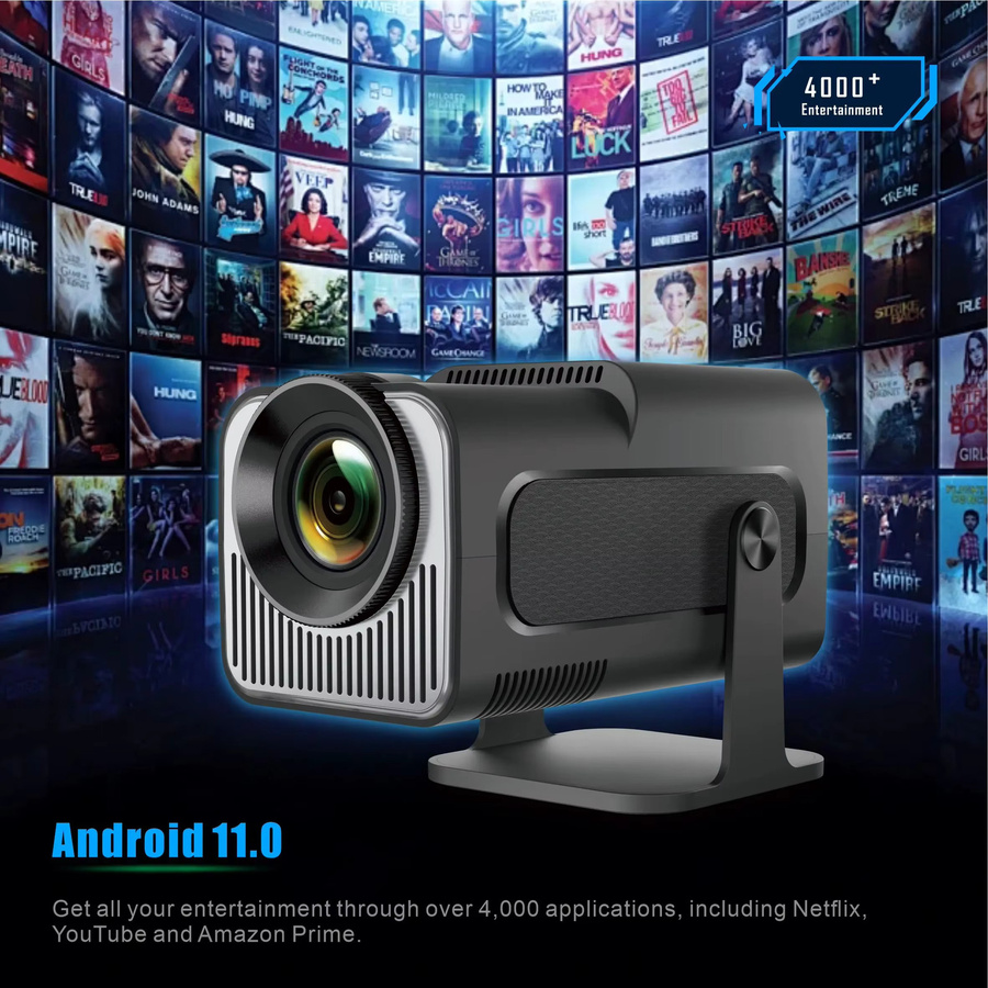 Salange HY320 MINI Android 14.0 Smart Projektor LED Beamer in Schwarz mit 300 ANSI, 720P, 4K Unterstützung und WLAN - Bild 3