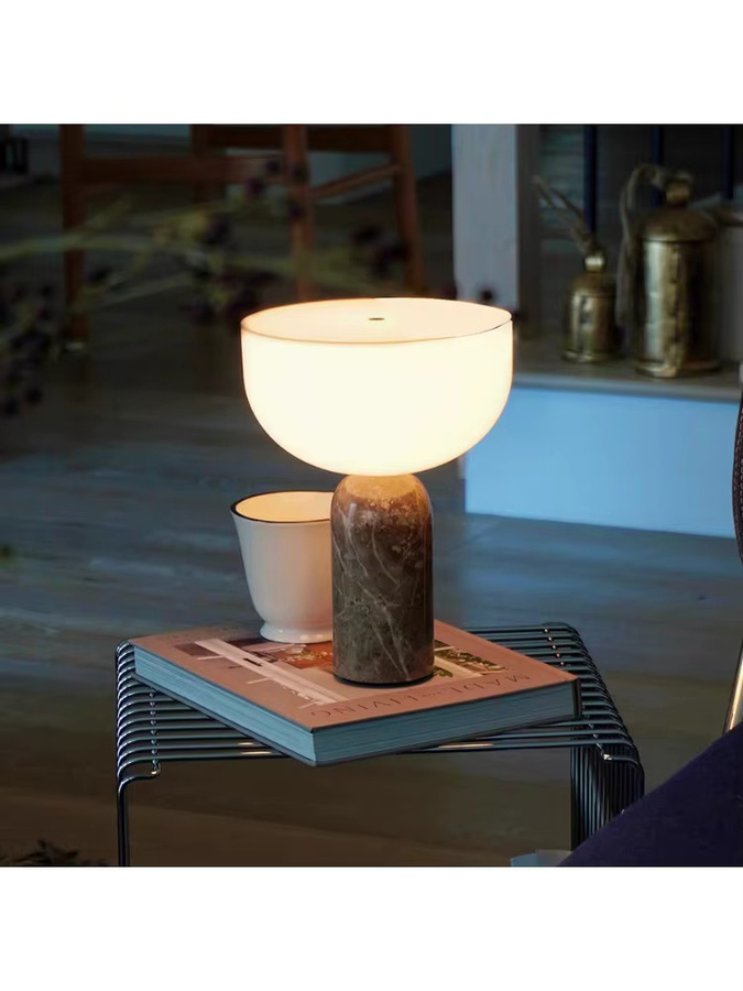 JIANKEXING Marmor Schreibtischlampe in Weiß mit Touch-Funktion und USB-Anschluss für Büro und Wohnzimmer - Bild 4