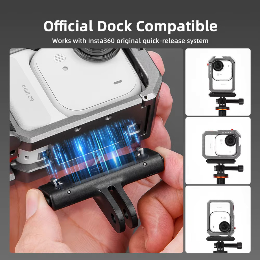 Flymile Xplorer Grip Kit Kamera Handgriff aus Aluminiumlegierung für Insta360 Go ultra Zubehör mit Auslöser - Bild 3