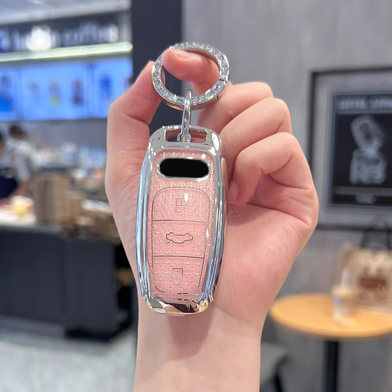 ICAR Schlüsselhülle Diamant Rosa für Audi Q8 RSQ8 A6 C8 S6 RS6 A7 S7 RS7 A3 8Y A8 D5 RS E-tron Q4 Q7 Fernbedienung Auto Schlüssel Abdeckung und Schlüsselbund Zubehör - Bild 3