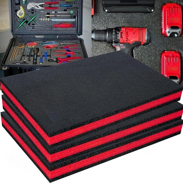 Homyl 5er Set Schaumstoffeinsätze für Werkzeugkoffer und Hartschalenkoffer in Schwarz - Bild 1