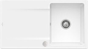 Villeroy & Boch Siluet 50 Flat Flächenbündige Keramikspüle mit Ablaufgarnitur und Exzenter in Snow White - Bild 1