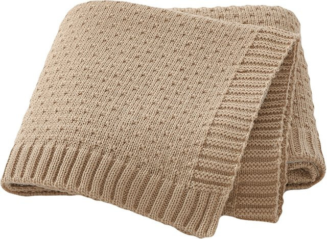 Mimixiong Baby Kuscheldecke gestrickt für Neugeborene, Beige, B/T: 90 x 70 cm - Bild 1
