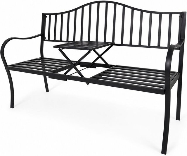 Klappbare Gartenbank mit Tisch aus Metall von Lemodo in Schwarz - Bild 1