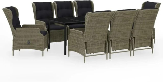 vidaXL 9-teilige Garten-Essgruppe aus PE-Rattan und Glas in Braun - Bild 1
