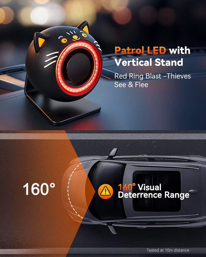 WSDCAM Auto-Zentralalarmsystem in Schwarz mit 120dB Diebstahlschutz, kabelloser Fernbedienung und LED-Licht - Bild 2