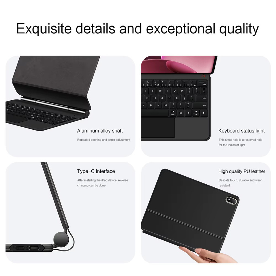 Magic Keyboard für OnePlus Pad Pro 13,2 Zoll Magnetische Hülle mit Schwebender Ständer Funktion in Schwarz - Bild 4