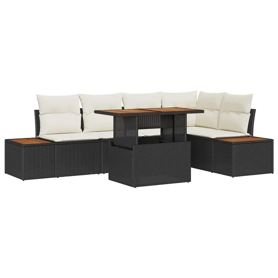 6-teiliges vidaXL Garten-Sofa-Set aus Poly-Rattan mit Speicherfunktion in Schwarz - Bild 2