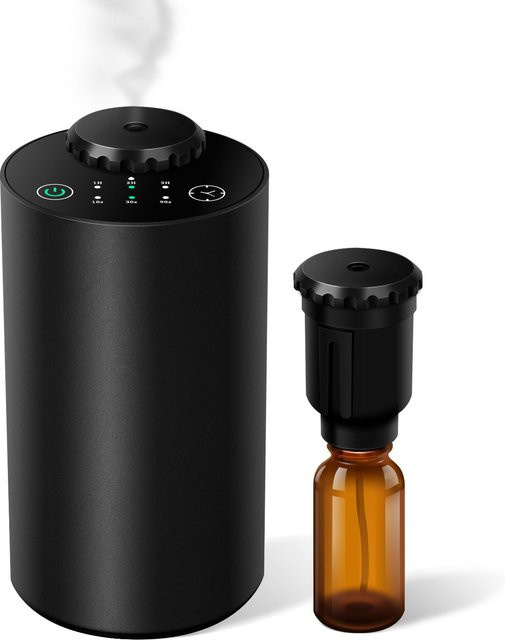 PDQ Wasserloser Ultraschall-Aromadiffusor für ätherische Öle, batteriebetriebener Diffusor mit 3 einstellbaren Nebelstufen, Schwarz - Bild 1