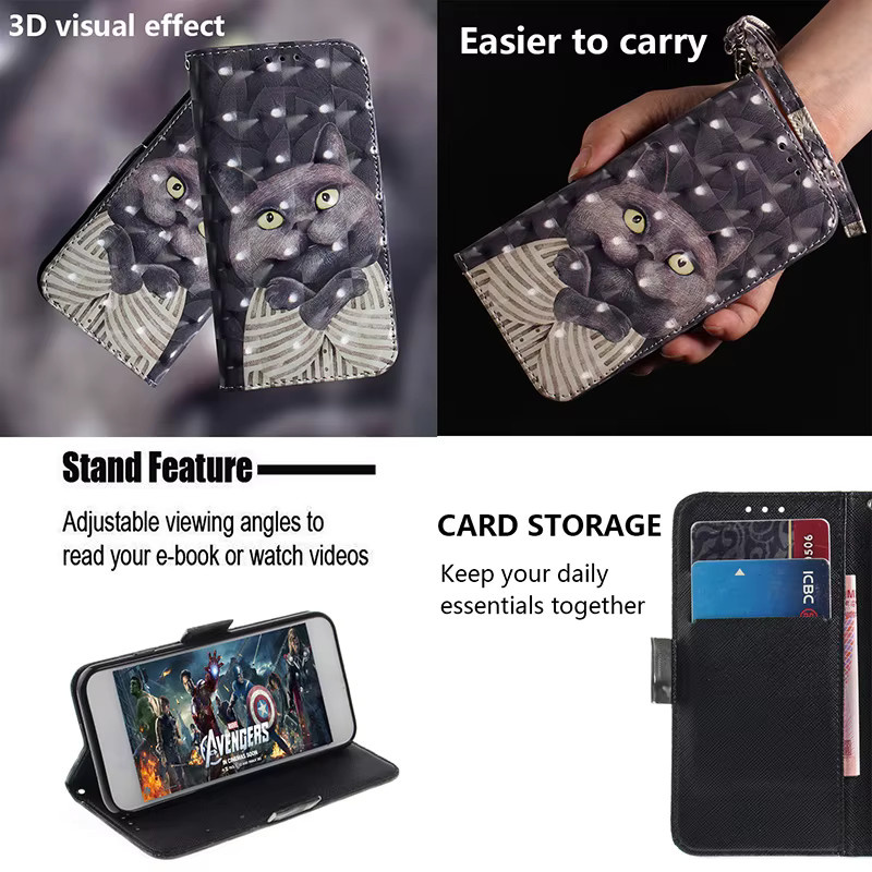 Leder-Handyhülle mit Kartensteckplatz und Brieftaschenfunktion für iPhone 11, 12 Pro Max, XR, XS, max. 6, 7, 8 Plus von JESSLEI - Bild 5