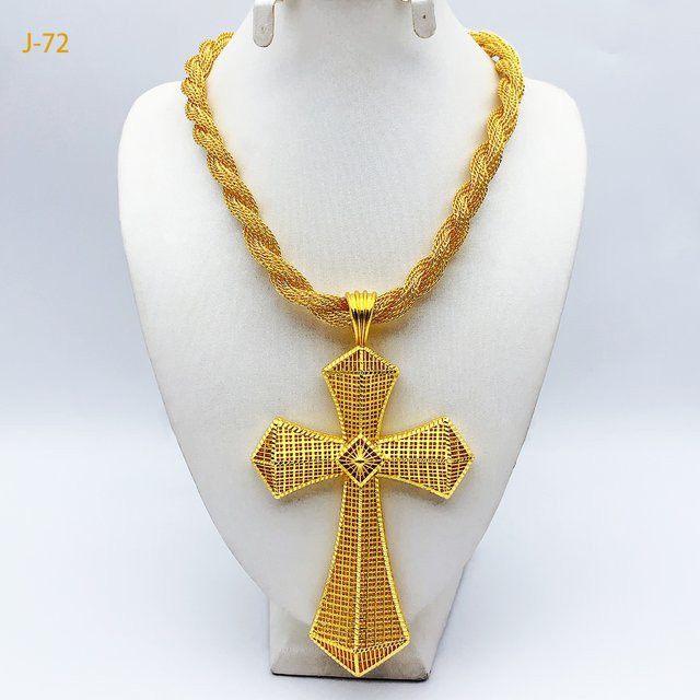 Äthiopischer Kreuz-Anhänger, Gold, Unisex - Bild 1