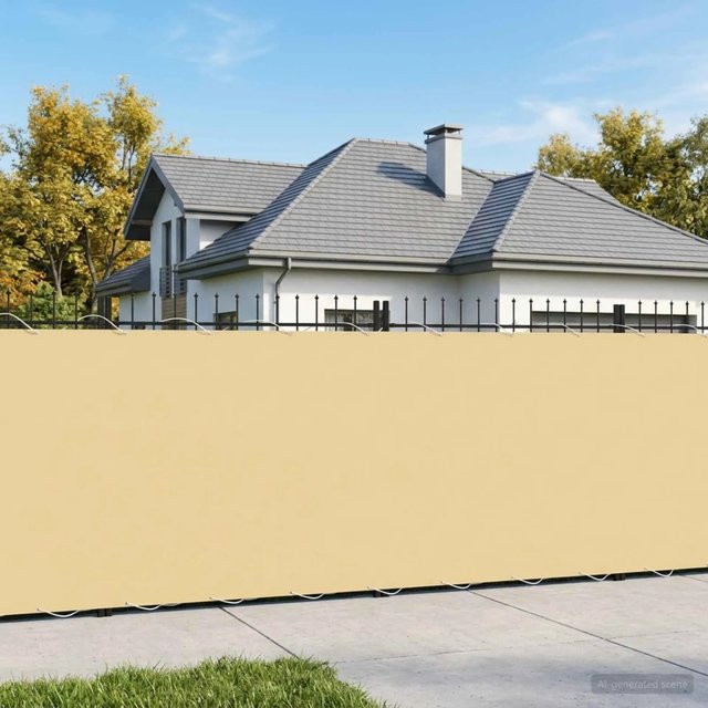 vidaXL Balkon Sichtschutz aus Polyester mit PU-Beschichtung in Sand, Höhe: 150 cm, Breite: 500 cm - Bild 1
