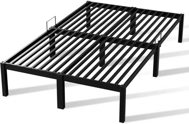 HOMAVO Metallbettgestell aus Stahl in Schwarz Matt im Industriestil, B/T/H: 160 x 200 cm - Bild 1