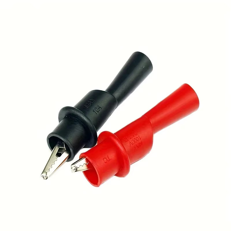 2 Stück doppelt isolierte Krokodilklemmen in Rot und Schwarz, 2 mm, CAT III 1000 V 10 A für elektrische Messungen und Wartungen - Bild 2