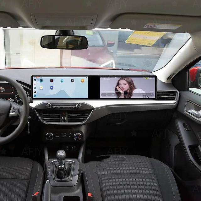 YANFU Duales Android 14 Autoradio mit 12,3 Zoll HD-Bildschirm für Ford Focus 2019-2022 inklusive CarPlay, GPS-Navigation und Multimedia-Player in Schwarz - Bild 1