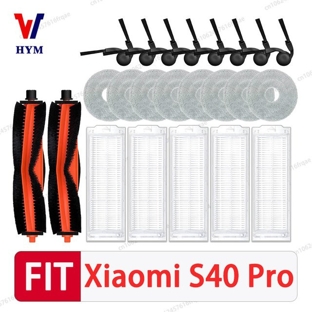 HAOYUNMA Ersatzteil-Set für Xiaomi S40 PRO/OV71GL Robotstaubsauger mit Seitenbürsten, Mopptüchern, Filtern und Staubbeuteln in Grau und Multicolour - Bild 1
