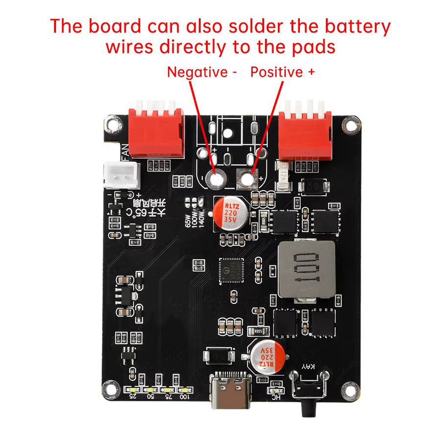 IP2366 Bidirektionales 140W BMS Ladegerät Modul für Lithium-Batterien USB-C zu DC in Schwarz - Bild 3