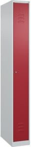 C+P Spind Classic PLUS Spind mit 1 Abteil und Zylinderschloss in Lichtgrau und Rubinrot, H: 185,0 cm, B: 25,0 cm, T: 50,0 cm - Bild 1