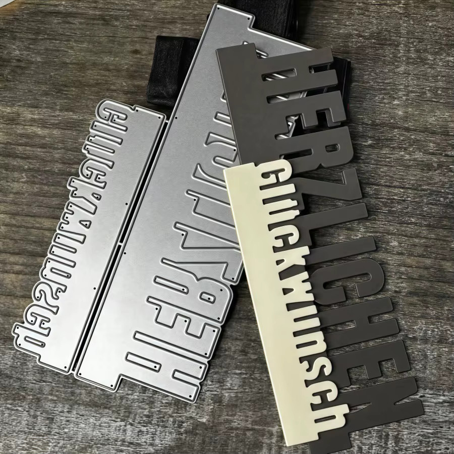 Metall-Stanzformen Deutschland Phrase Letter Herzlichen Glückwunsch in Silber für DIY Scrapbooking und Kartenherstellung - Bild 2