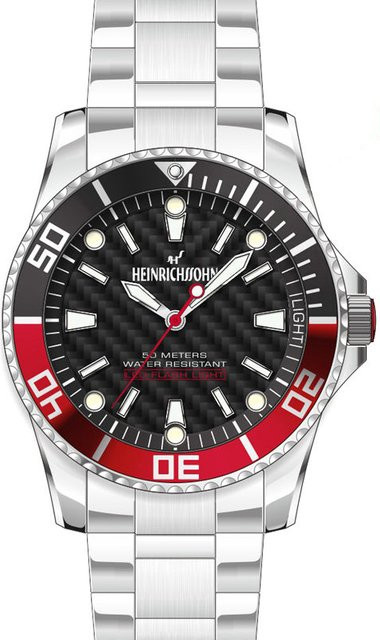 HEINRICHSSOHN Herrenuhr, Quarz, Edelstahl, 44 mm, Schwarz, Silber - Bild 1