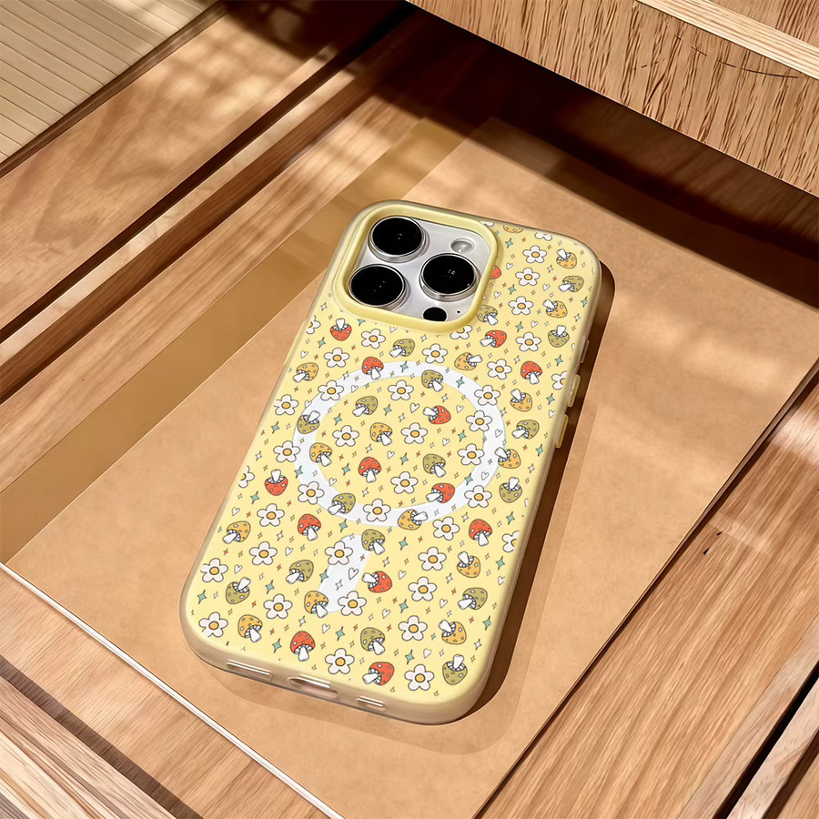 Potdemiel Mushroom Flower Sprinkles 2 in 1 MagSafe Schutzhülle für iPhone 17 16 15 14 13 Pro Max Plus in Transparent und Beige - Bild 1