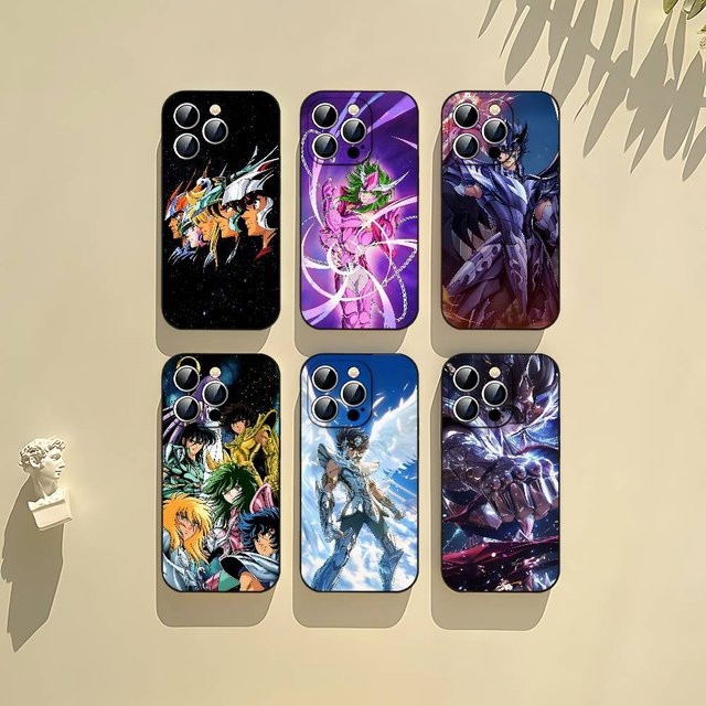 S-Saint S-Seiya Knights Of The Zodiac Handyhülle Schwarz für iPhone 17, 16, 15, 14, 13, 11 Pro Max, Plus, X, XR, XS Max und 13 Mini - Bild 1