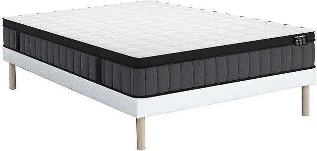 YSMÉE Hybrid Bettgestell mit Matratze und Lattenrost Tolca in Weiß, B/T: 160 x 200 cm - Bild 1