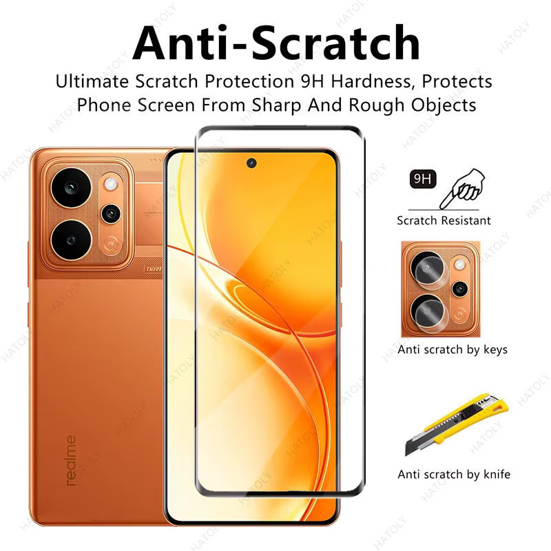Realme P4 Power 5G Displayschutzfolie aus 3D Edge gebogenem Glas mit Kameraobjektivschutz, transparent - Bild 1