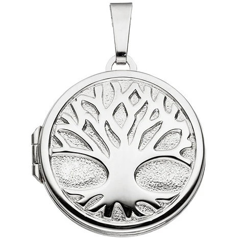 Colfem Medaillon rund Baum, 925 Silber, rhodiniert, Unisex - Bild 1