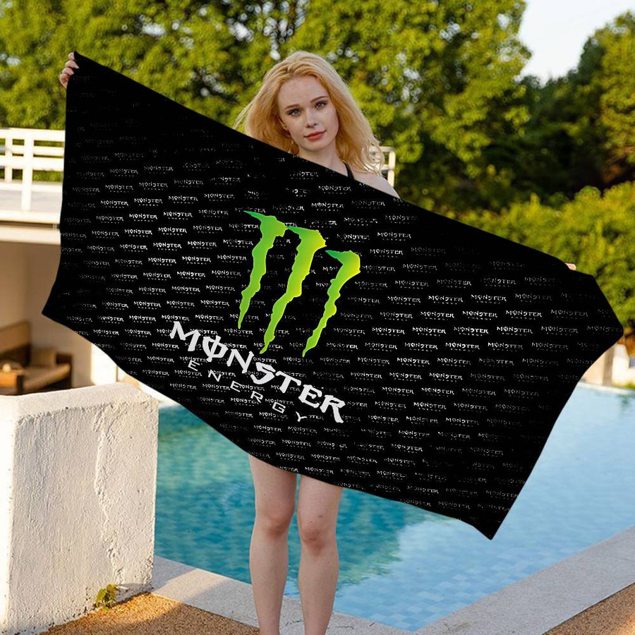 M-MonsterS Mikrofaser Strandtuch mit Logo-Print, schnelltrocknendes Pool Handtuch für Sport, Camping und Reisen, B/H: 50 x 100 cm - Bild 1